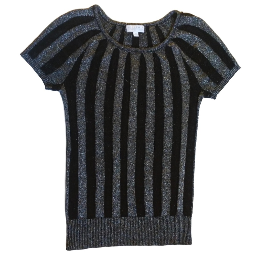 Black and Silver 3D Striped Top
